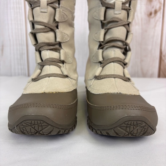 The North Face Nuptse Purna Waterproof Mid-Calf Faux Fur Boots Ivory Size 8.5 - Picture 6 of 16